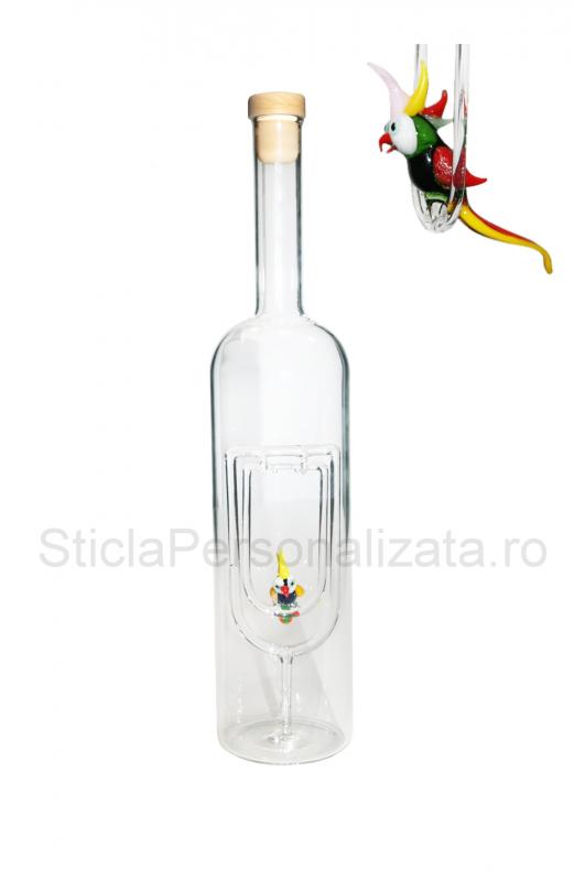 Sticla cu papagal pe leagan